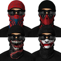 M-YOUNG front view of full-face balaclava showing printed design and fit benefit