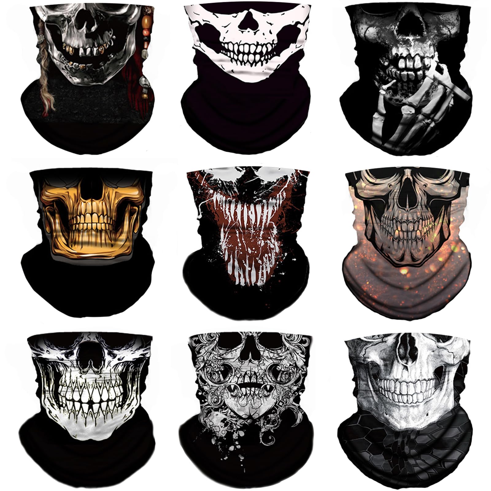 M-YOUNG front packaging showing nine skull gaiters and set benefit