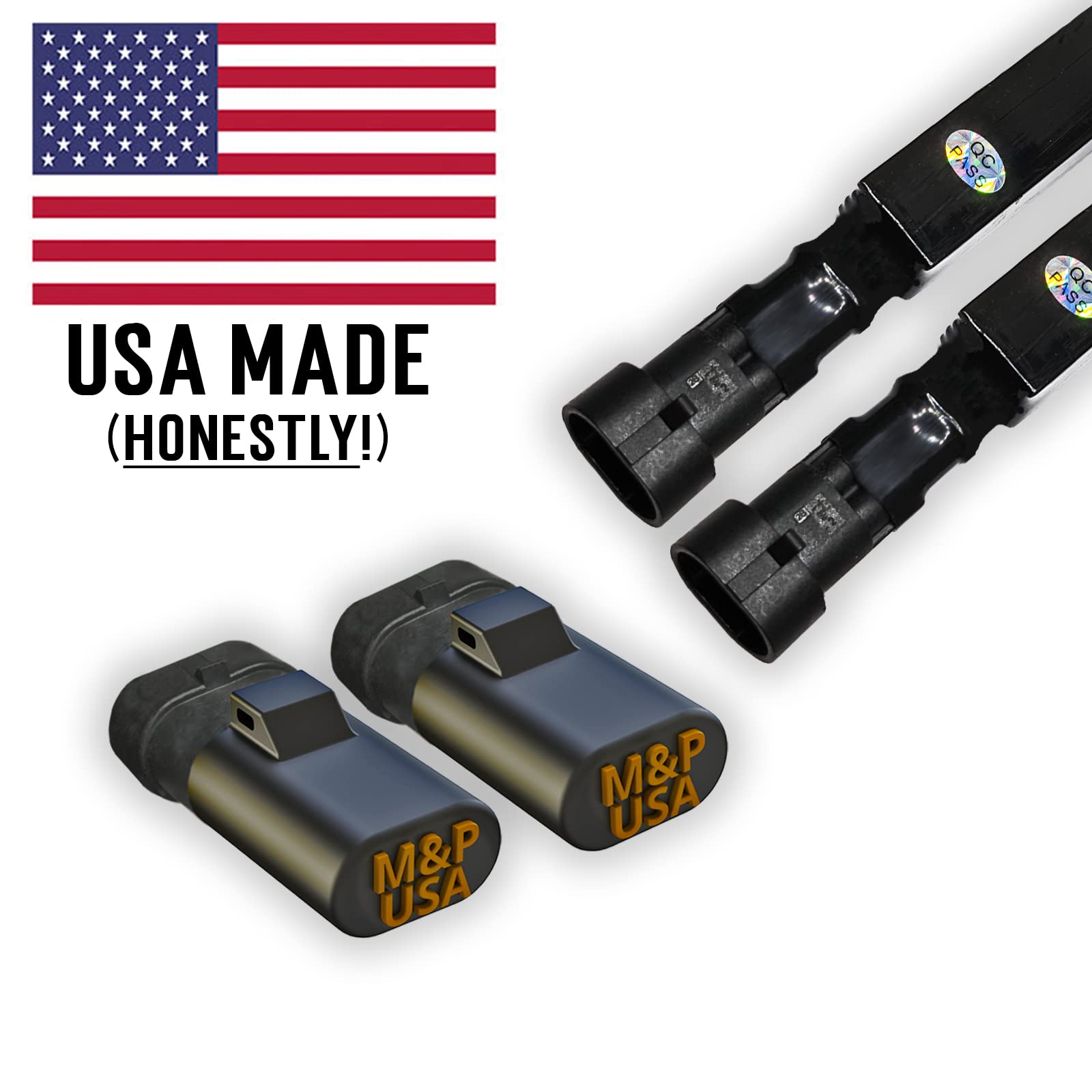M&P USA harness next to ruler showing compact size for easy installation