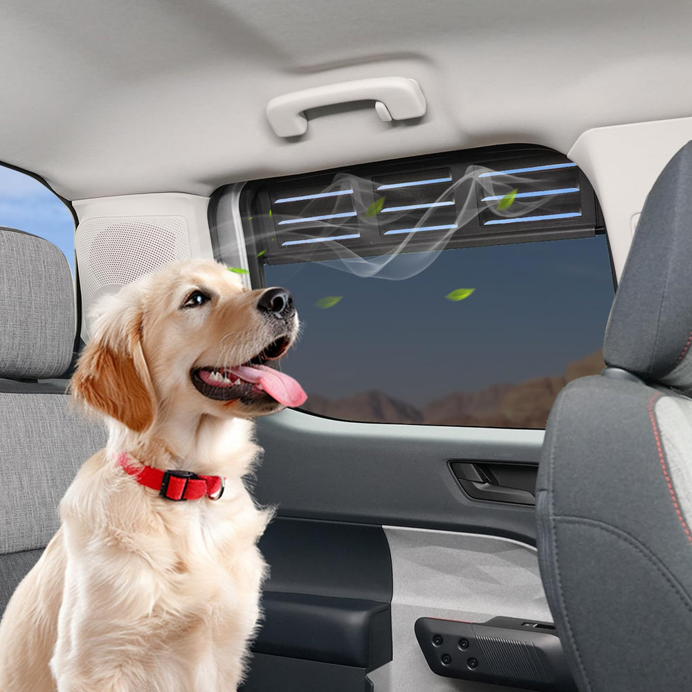 Mabett rear vent in use with pet inside showing safer ventilation