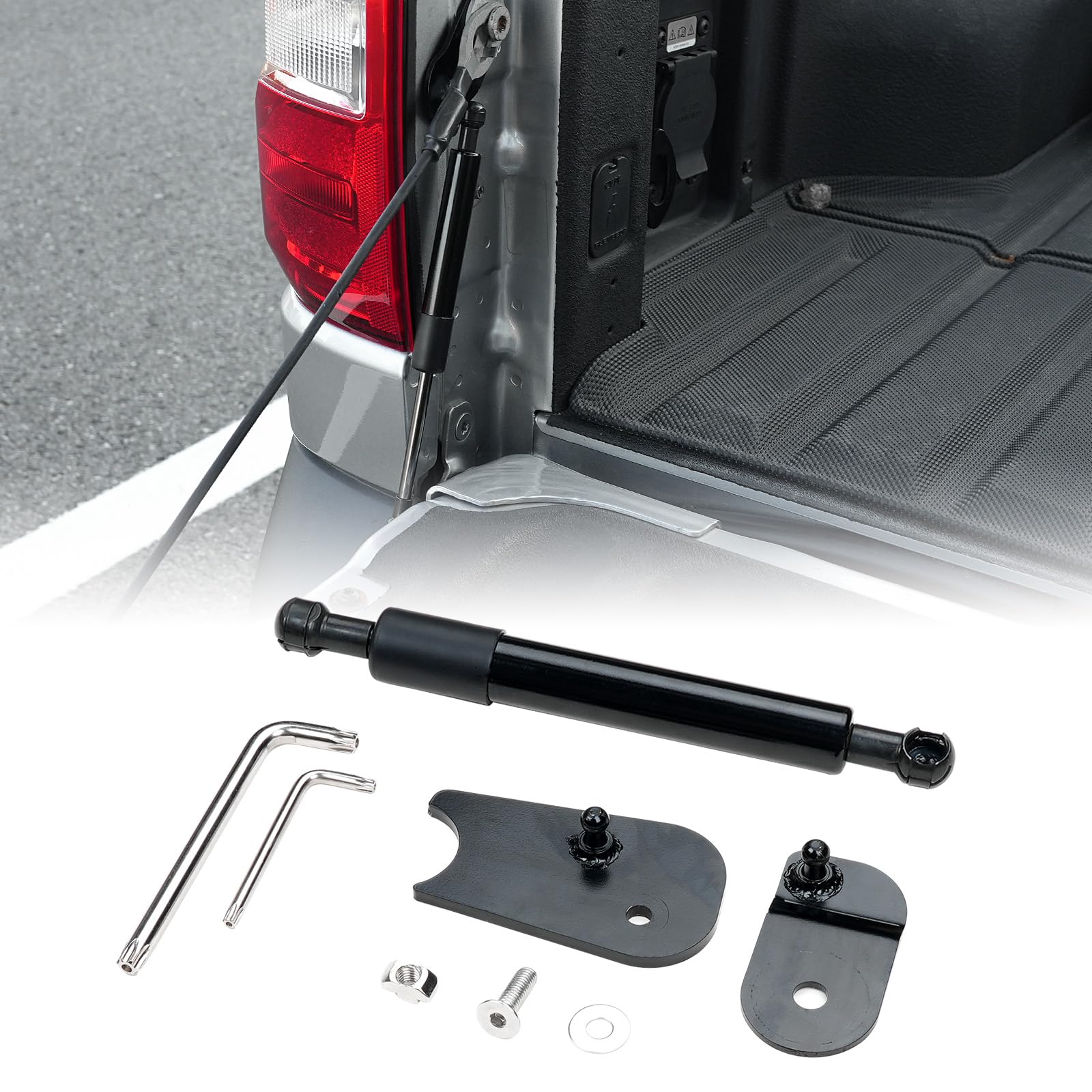 Mabett front view of tailgate strut showing fitment and robust design