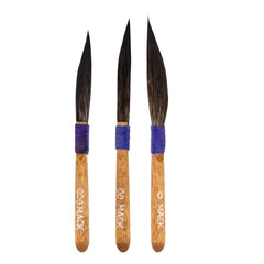 Mack Sword brushes front view showing three sizes and precise tips for accurate strokes
