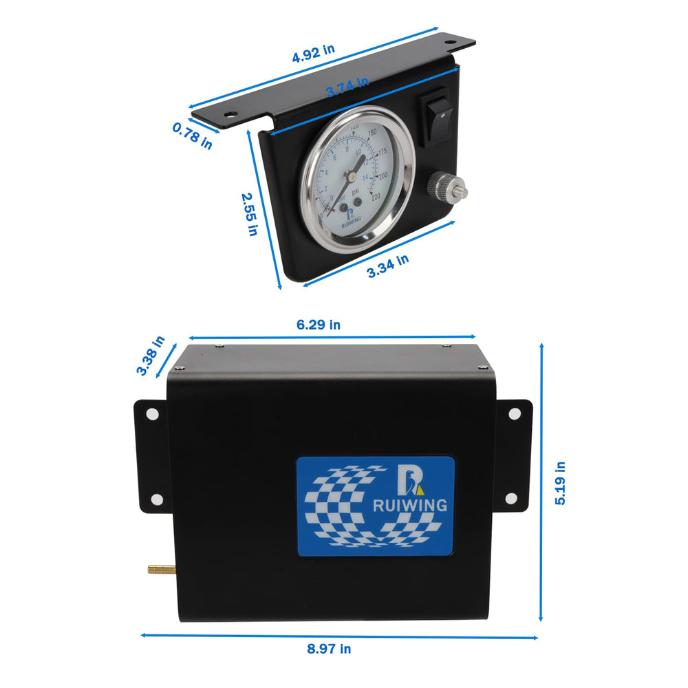 MADONGLI compressor beside a hand for scale to show compact size and easy fit benefit