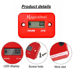 Magicalmai closeup LCD showing cumulative hours for easy maintenance tracking
