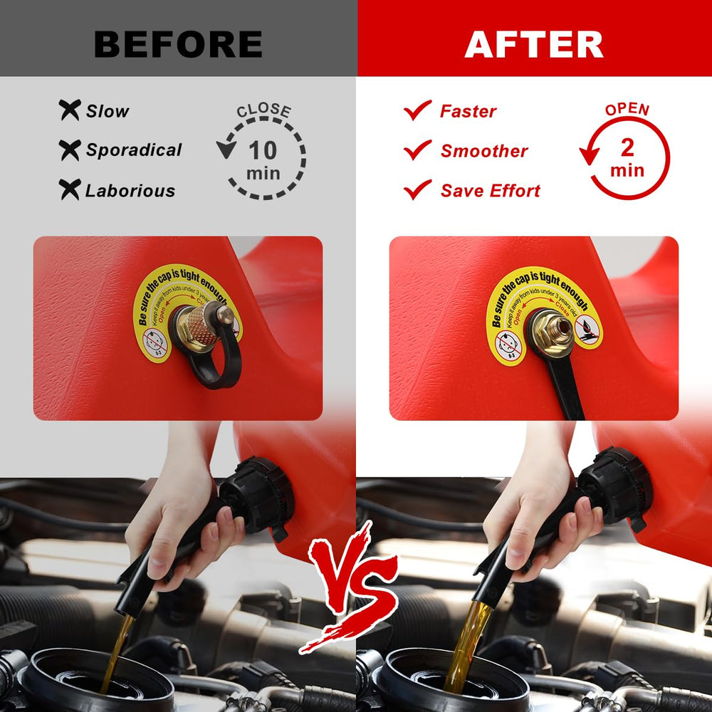 Magicfour vent cap installed on a 5-gallon gas can for faster, spill-reduced pouring