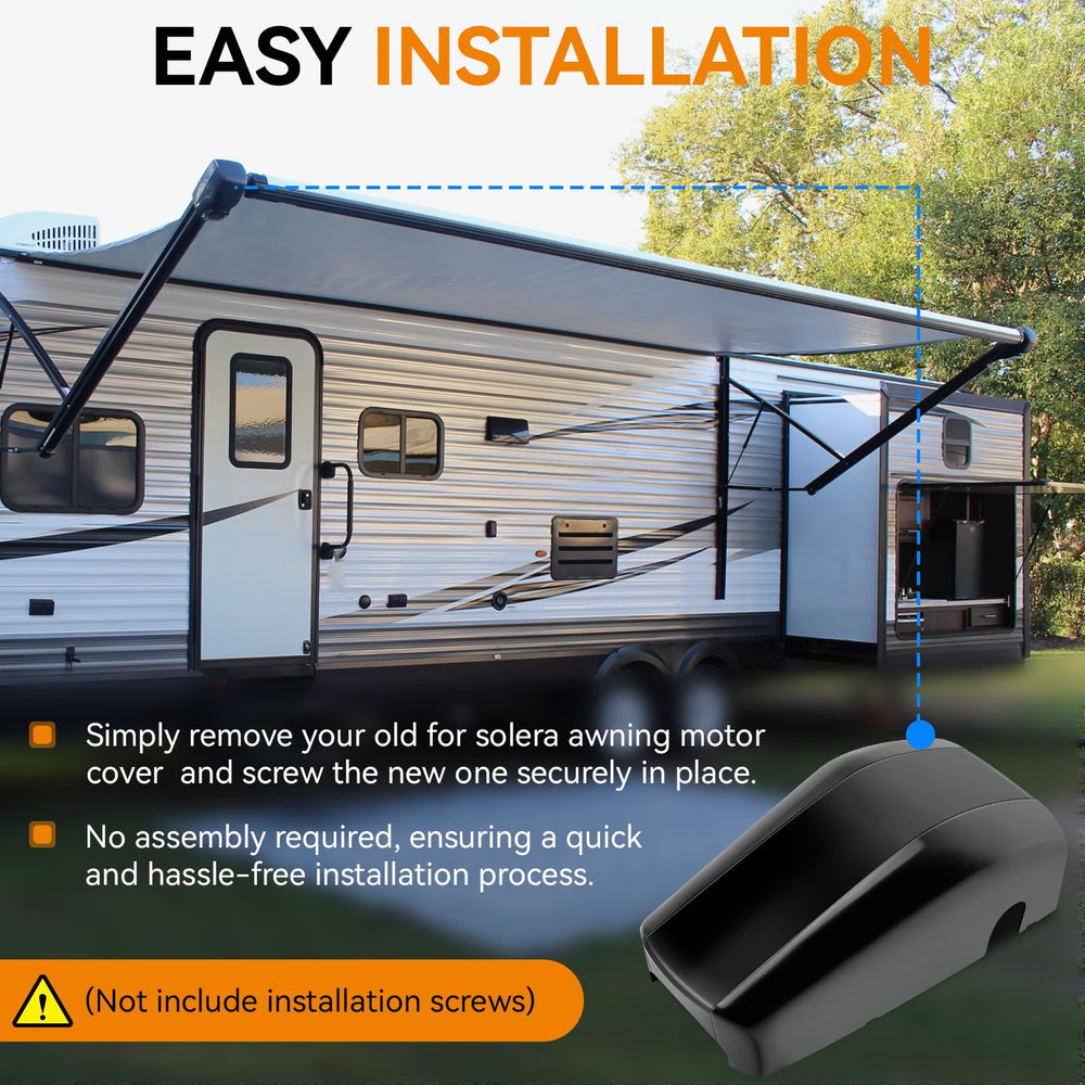 Magluv left awning cover on camper showing improved protection and style