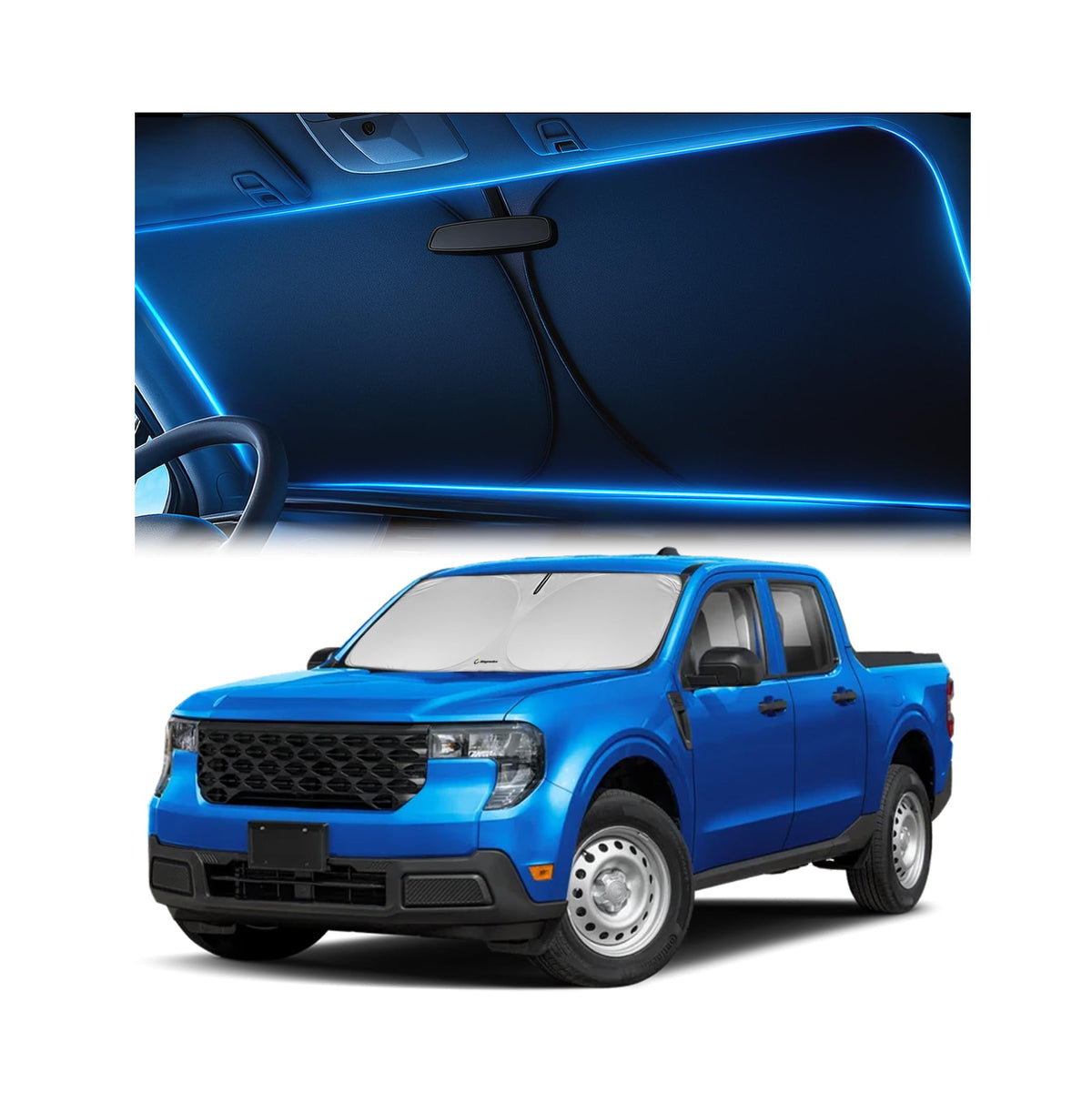 Magnelex front view showing full windshield fit and gap-free coverage