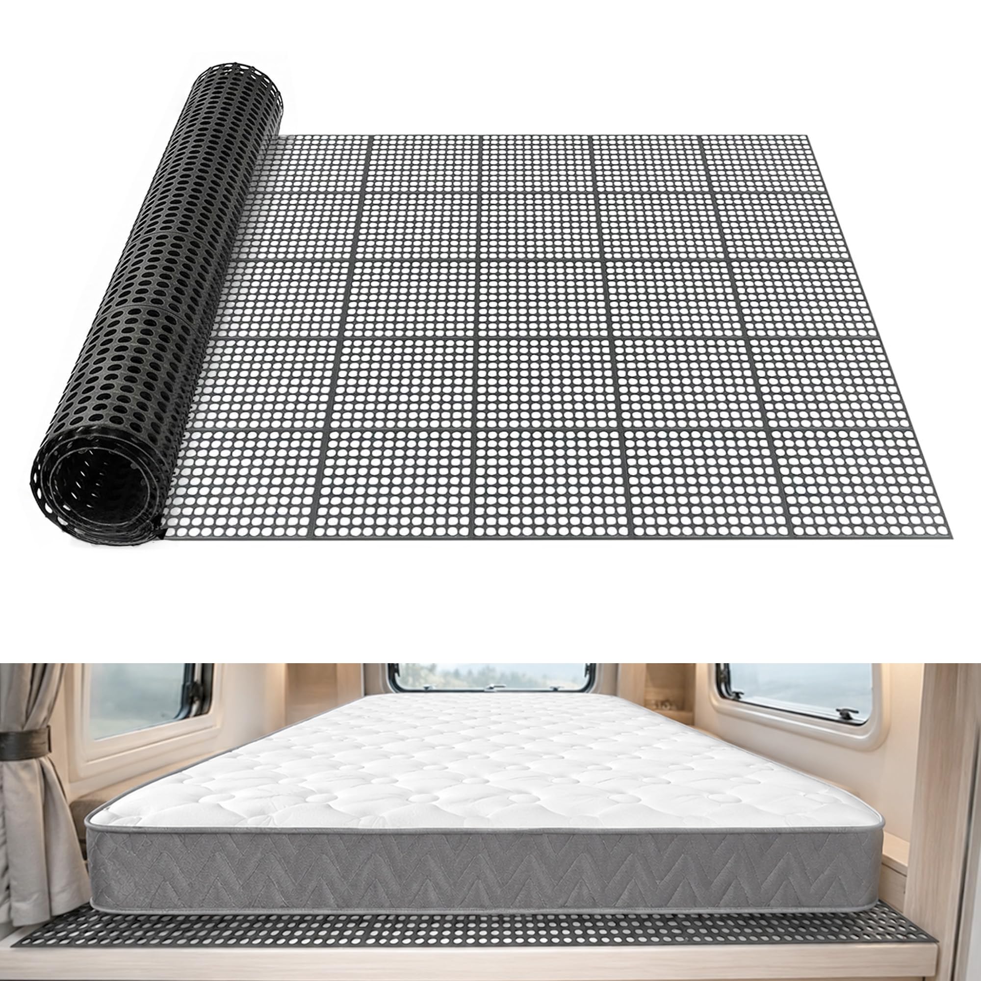 MAJOOLUD front view of packed underlay showing tiles and compact storage, aids easy setup