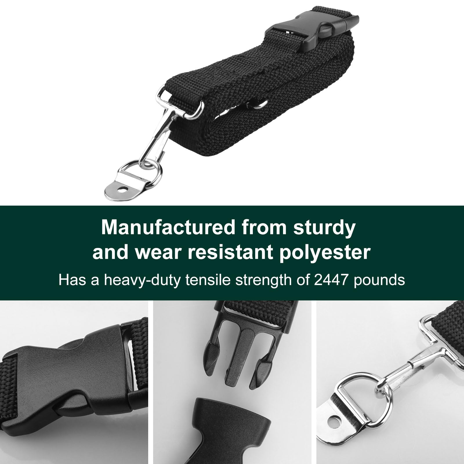 Malae metal D-ring and hook detail illustrating secure attachment options and strength