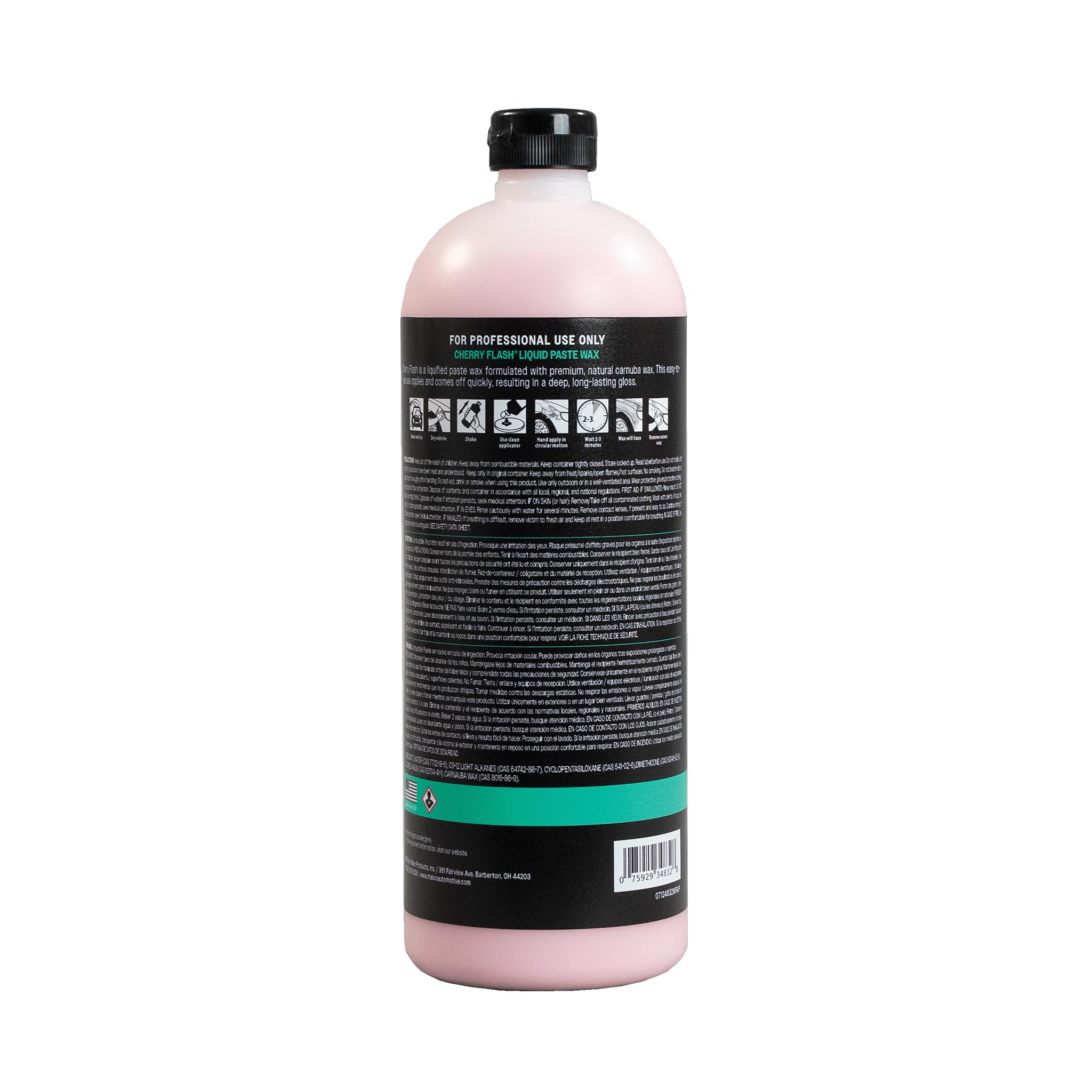 Malco Cherry Flash 32 oz bottle next to a tape measure to show volume and scale for planning