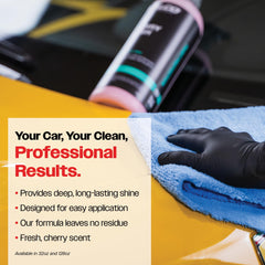 Hand applying Malco Cherry Flash with foam applicator demonstrating easy, even coverage