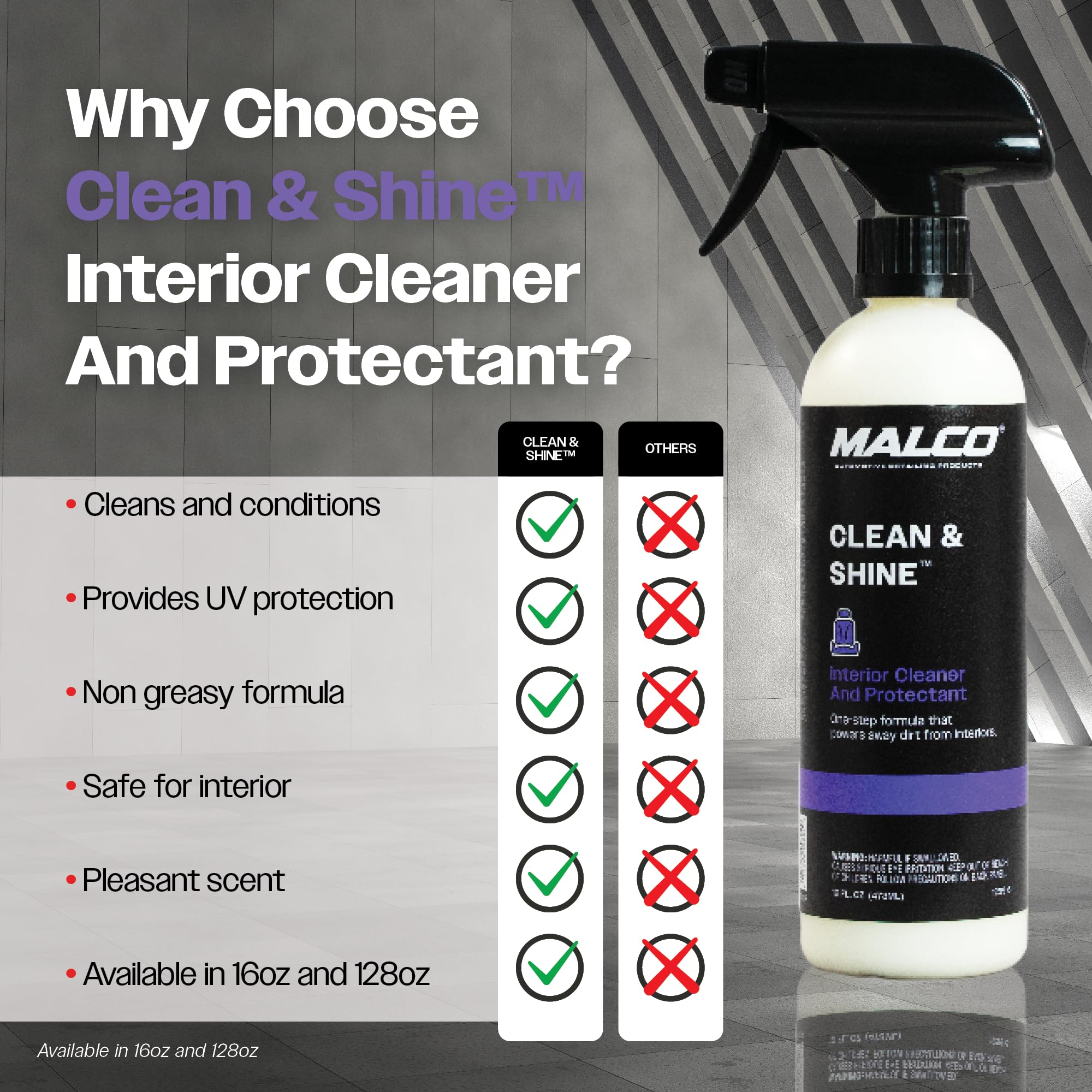 Malco dashboard before and after cleaning showing restored appearance