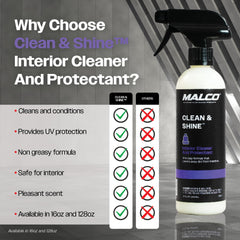 Malco dashboard before and after cleaning showing restored appearance