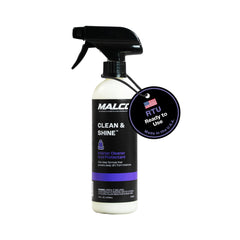 Malco spray bottle front view showing label and easy-hold design for quick cleaning