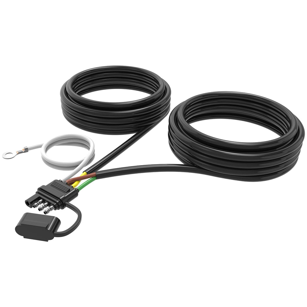 Malictele front view of 4-pin 5-wire harness showing connector and jacketed cable for durable wiring