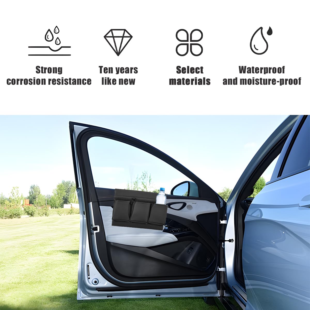 Mandark installed in car window armrest demonstrating accessible storage while driving