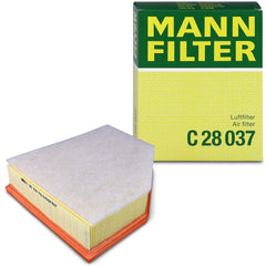 Mann Filter C 28 037 front view showing label and OE fit benefit