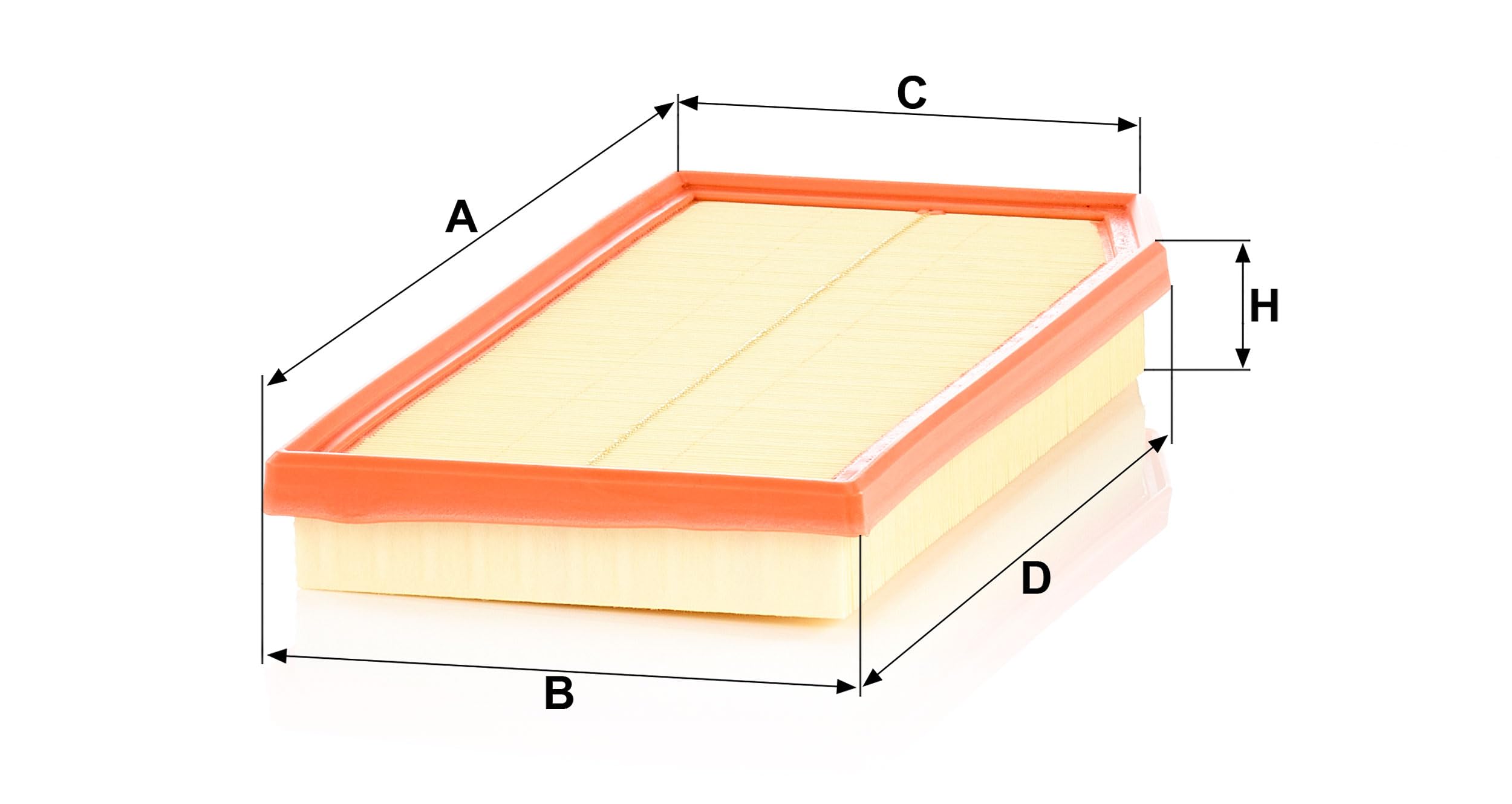 MANN-FILTER C 36 016 pleat close-up showing embossed media, improves airflow stability