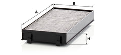 Mann Filter CUK 2941-2 charcoal layer detail highlighting gas adsorption