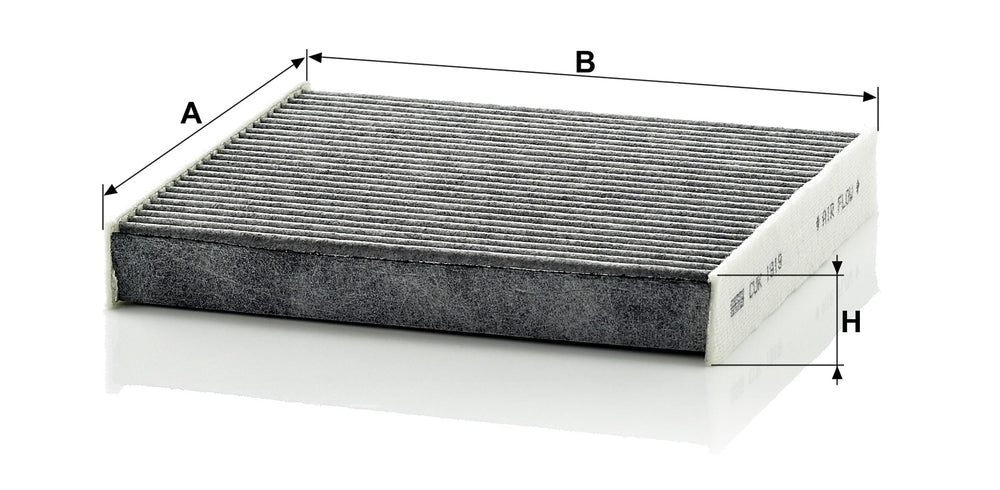 MANN-FILTER CUK 1919 activated-carbon layer close-up demonstrating odor adsorption