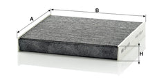 MANN-FILTER CUK 1919 activated-carbon layer close-up demonstrating odor adsorption