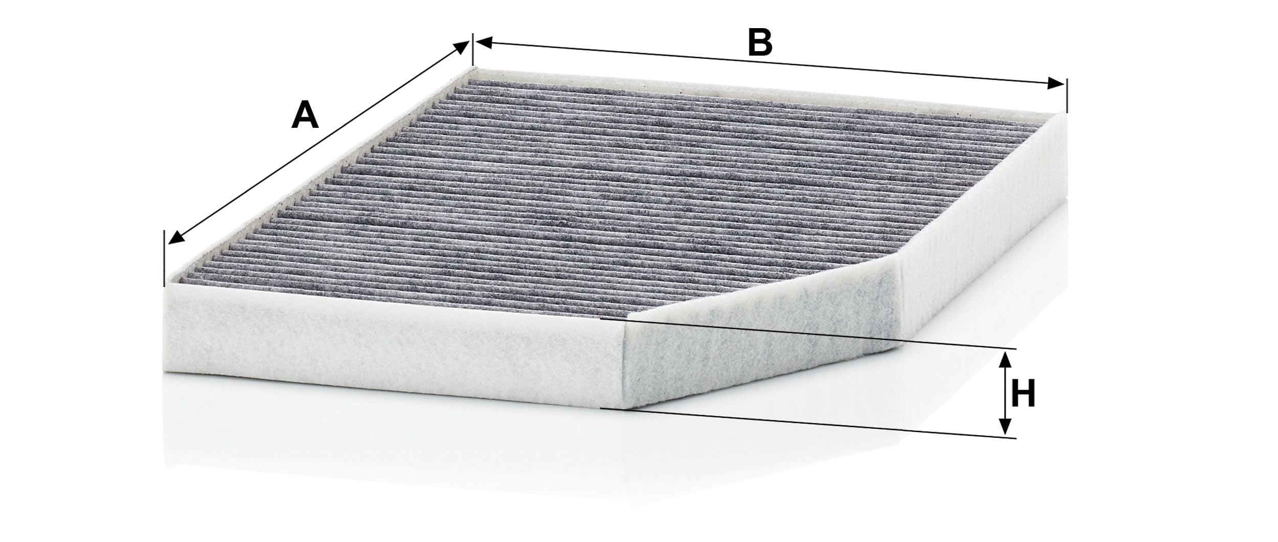 MANN-FILTER activated carbon close-up showing adsorption layer for odor control