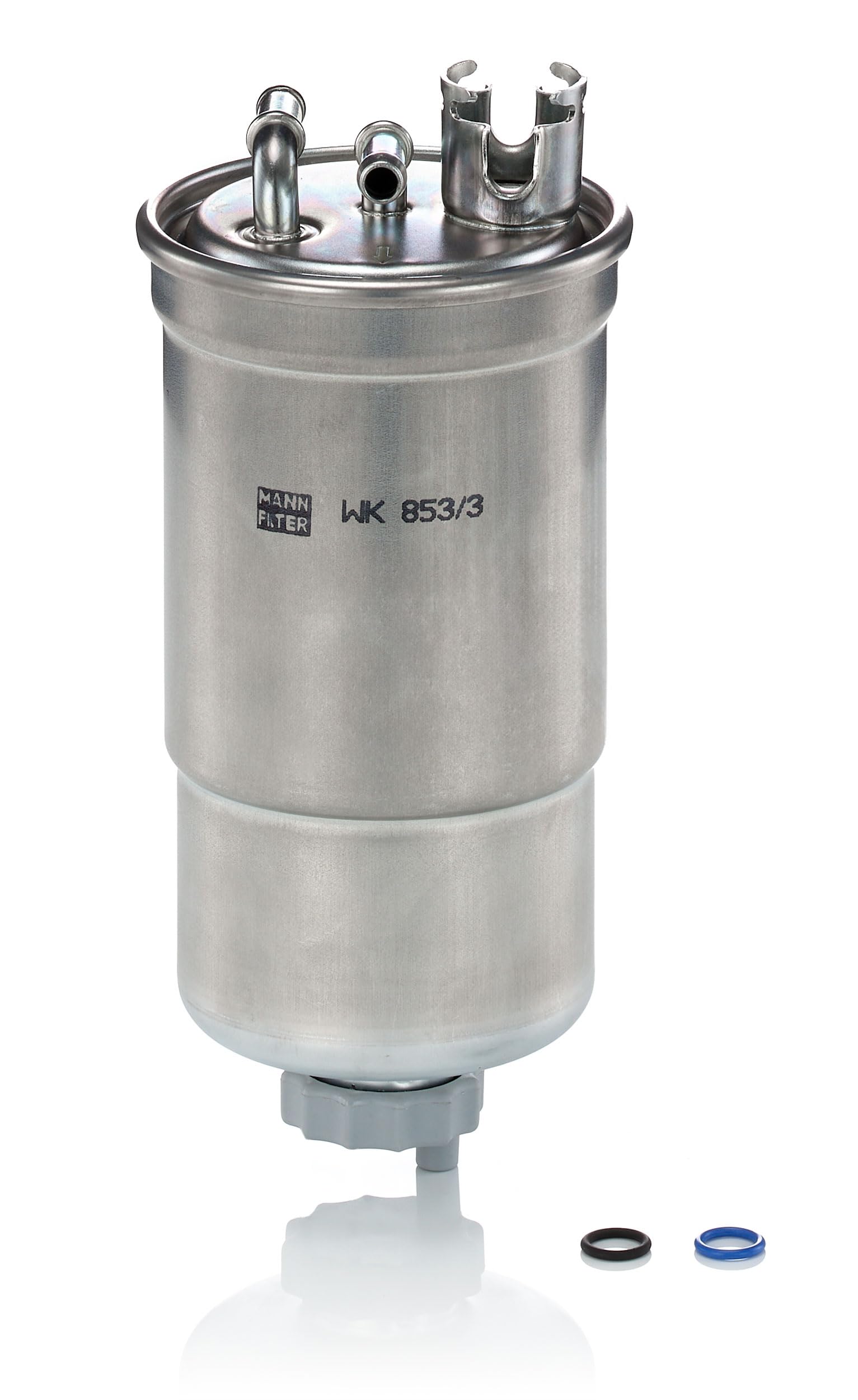 Mann Filter WK853/3X side profile with dimensions for easy fitment confirmation benefit