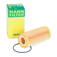 MANN HU6002Z oil filter being installed demonstrating easy, fast replacement