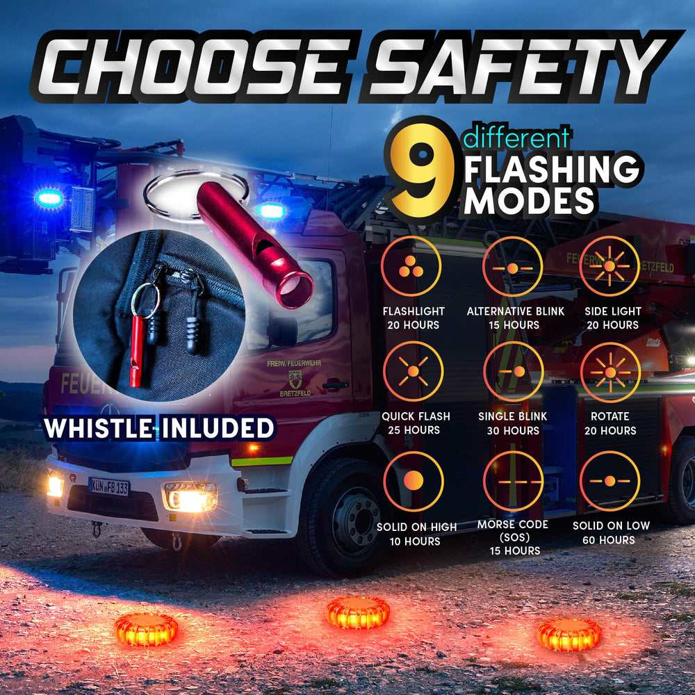 Marcala close-up of single flare showing LEDs and crush-proof body benefits