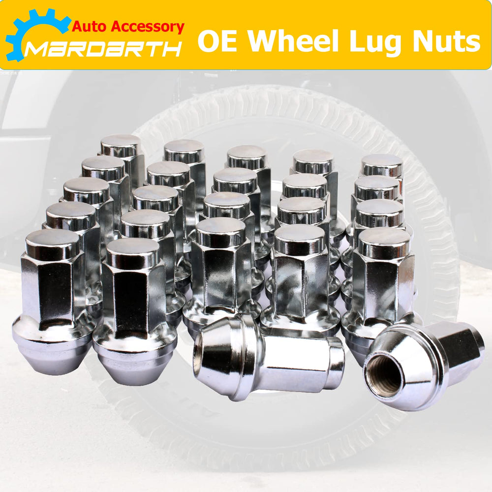 Mardarth chrome lug nuts on vehicle wheel for an upgraded polished look