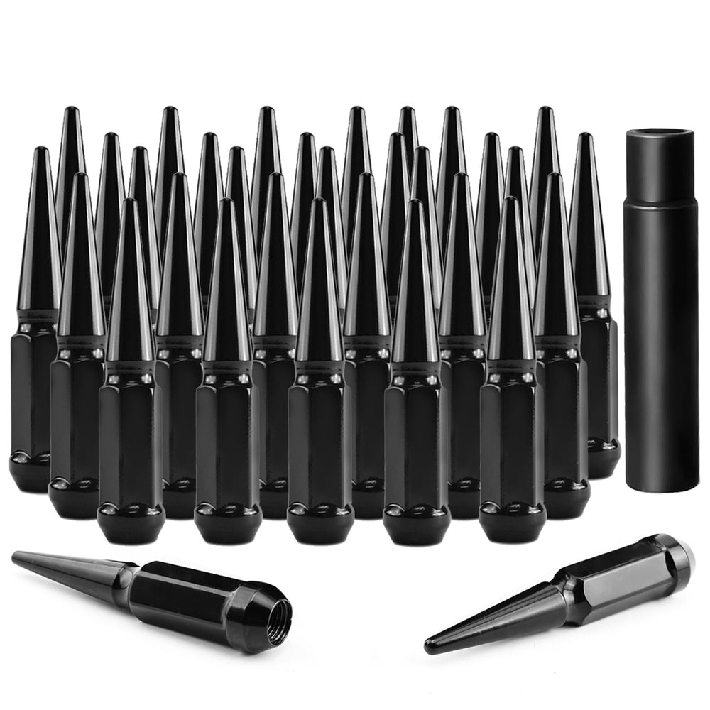 Mardarth front view of lug nut set showing matte black finish and included key for style