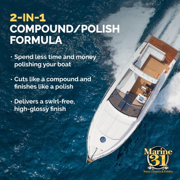 Marine 31 being applied with polisher on hull restoring gloss