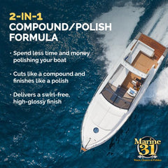 Marine 31 being applied with polisher on hull restoring gloss