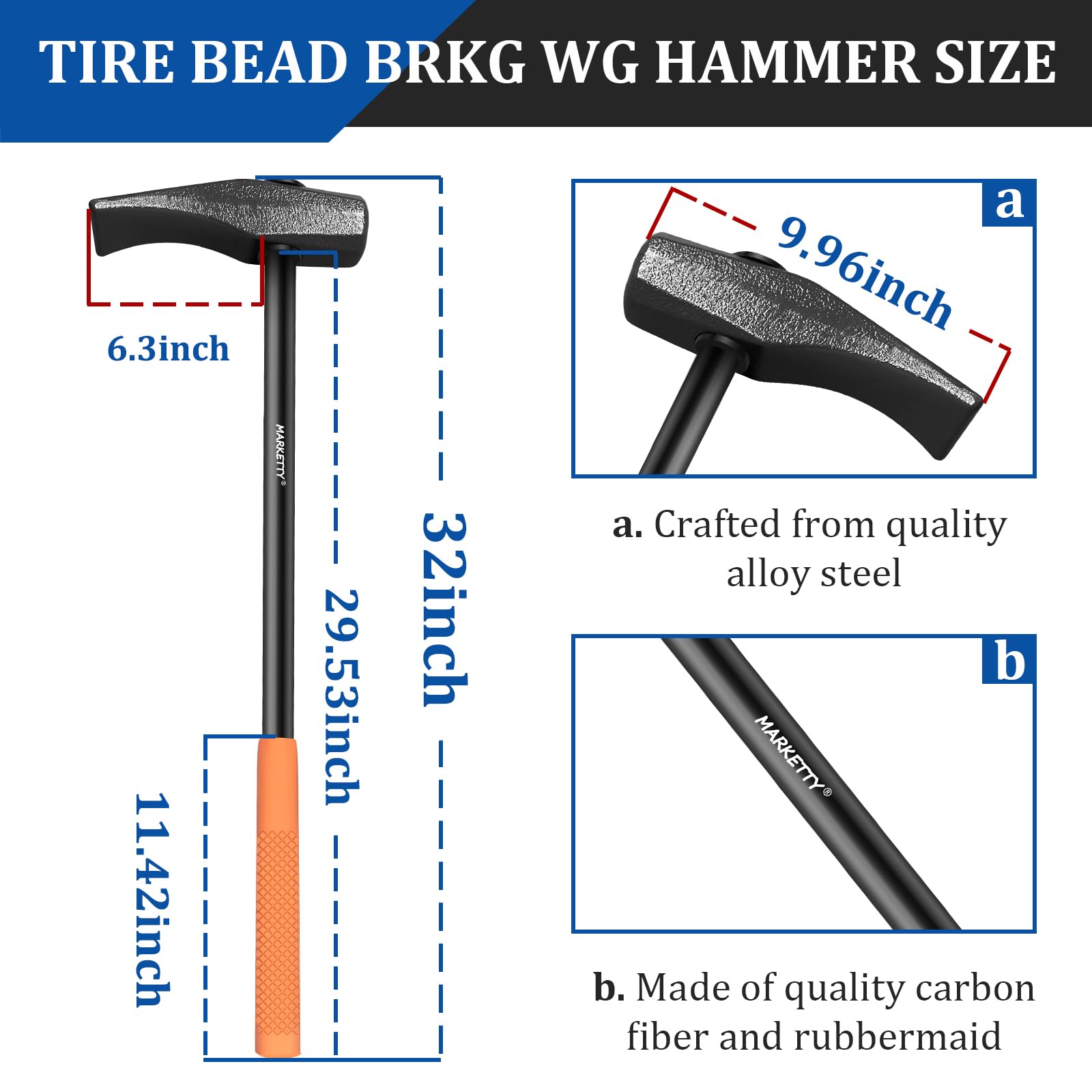 MARKETTY ergonomic silicone handle detail for improved grip and reduced fatigue