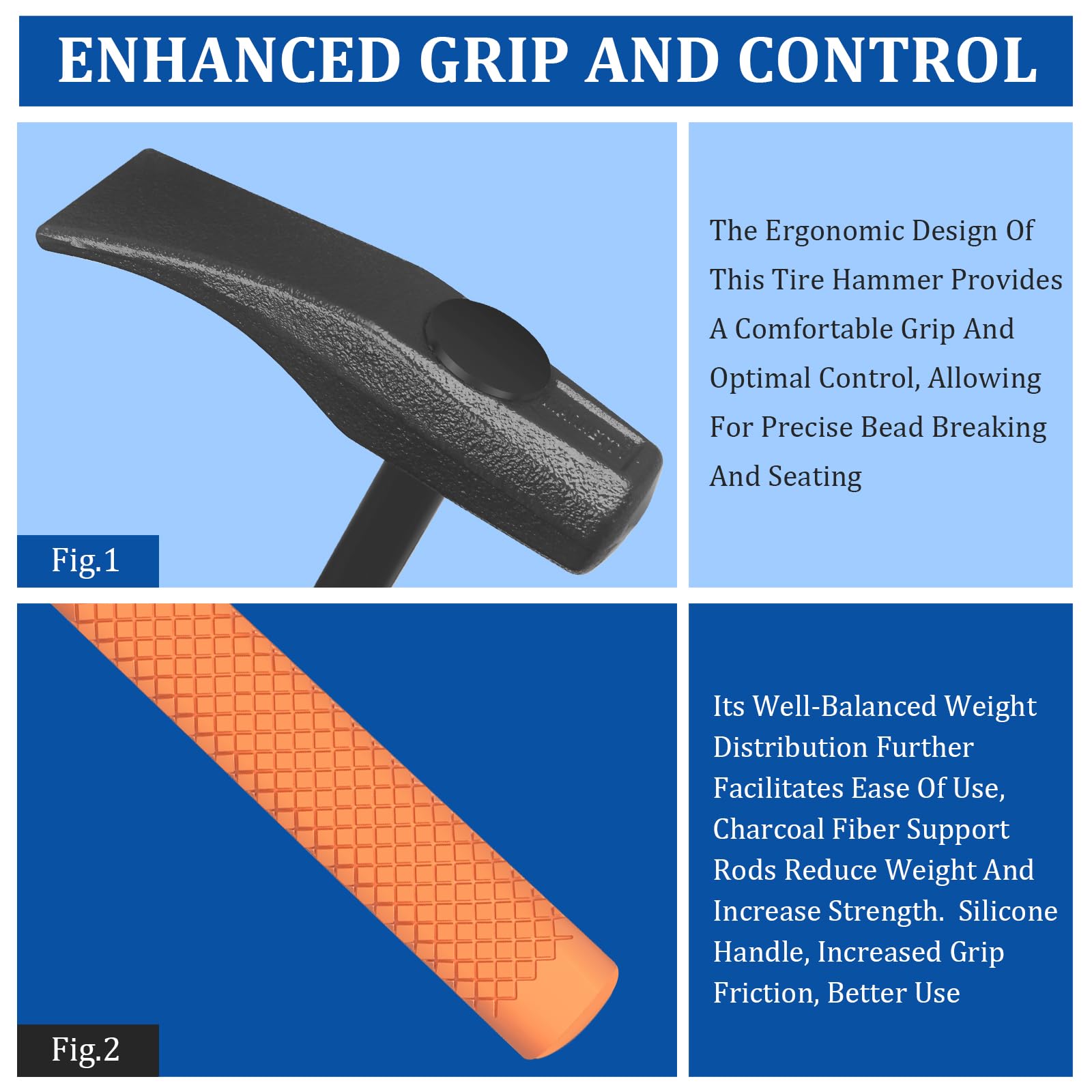 MARKETTY hammer in use on a car tire illustrating safer bead breaking technique