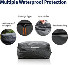 MARKSIGN vinyl-coated zipper and Velcro rain flap keeping contents dry