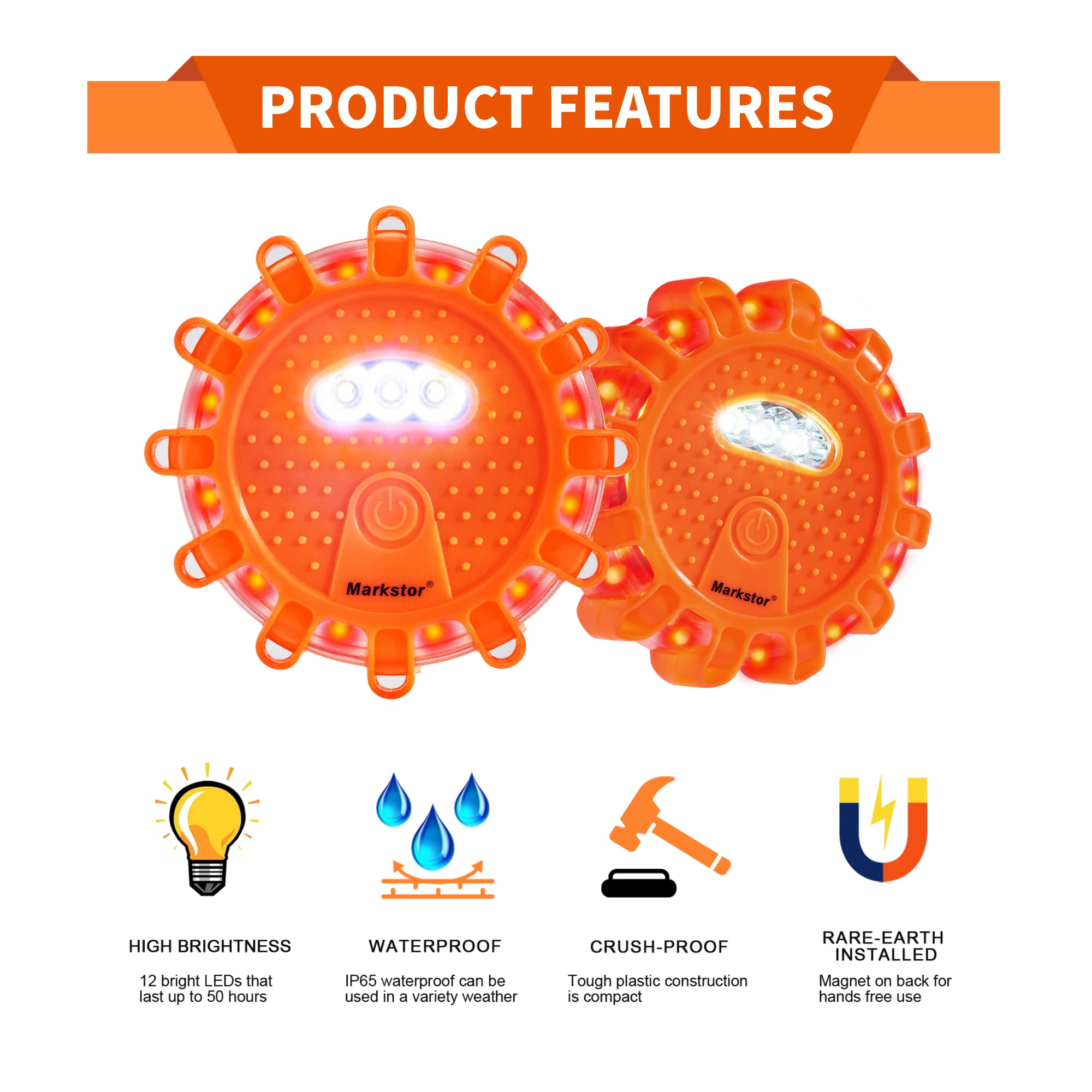 Markstor close-up of shatterproof lens highlighting durability and long-lasting visibility