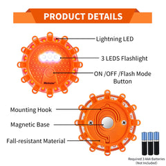 Markstor flares in use at night on roadside showing high visibility and driver-warning benefit