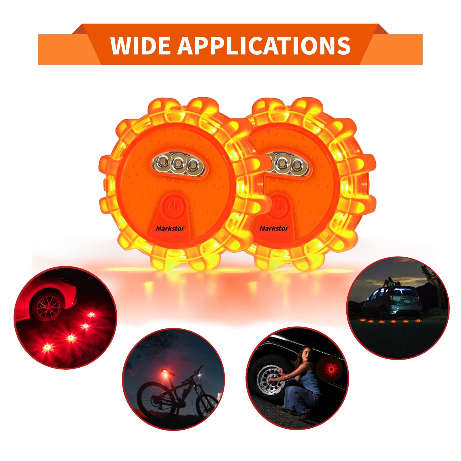 Markstor flare held in hand for scale showing compact size and easy portability benefit