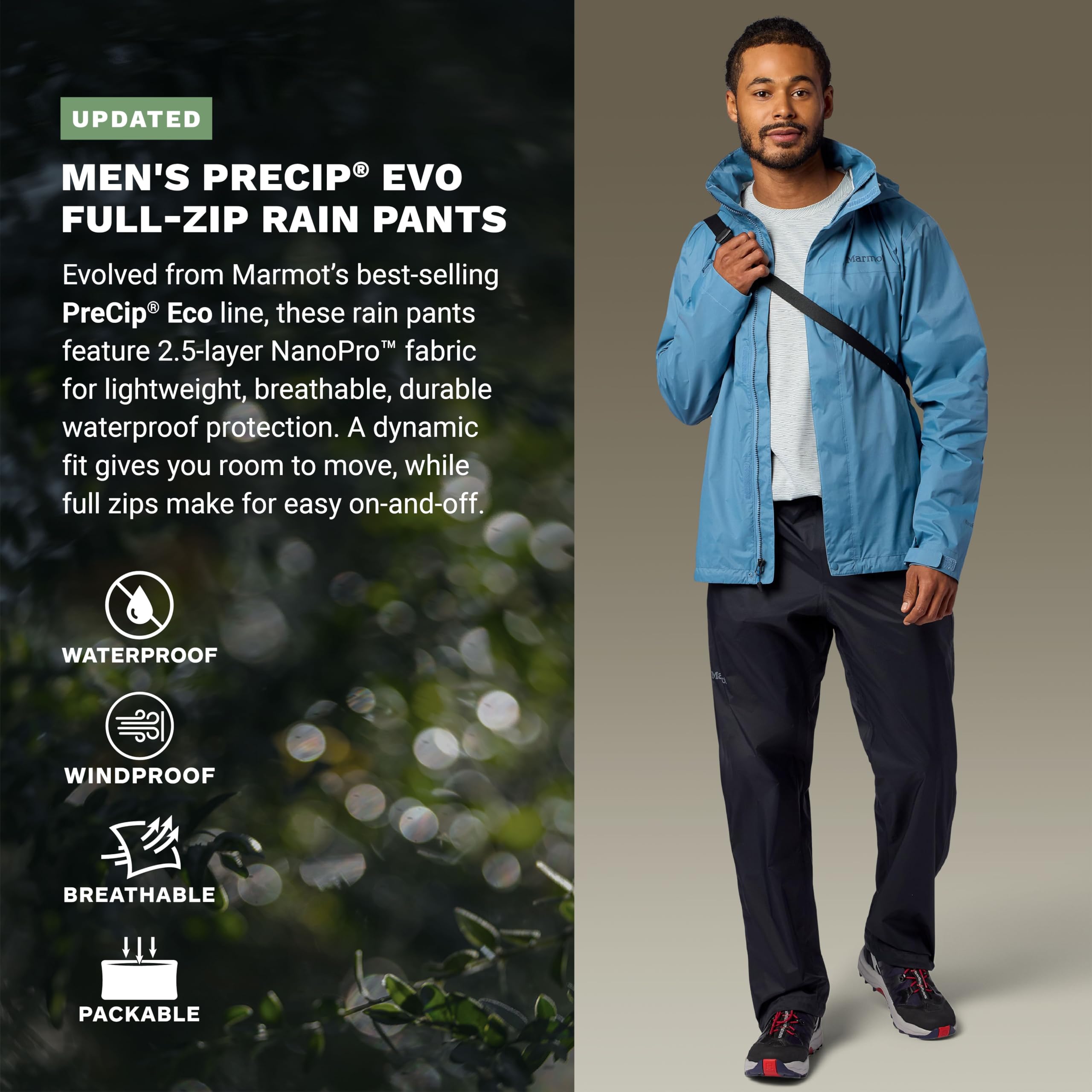 MARMOT inseam comparison display showing available size and fit options