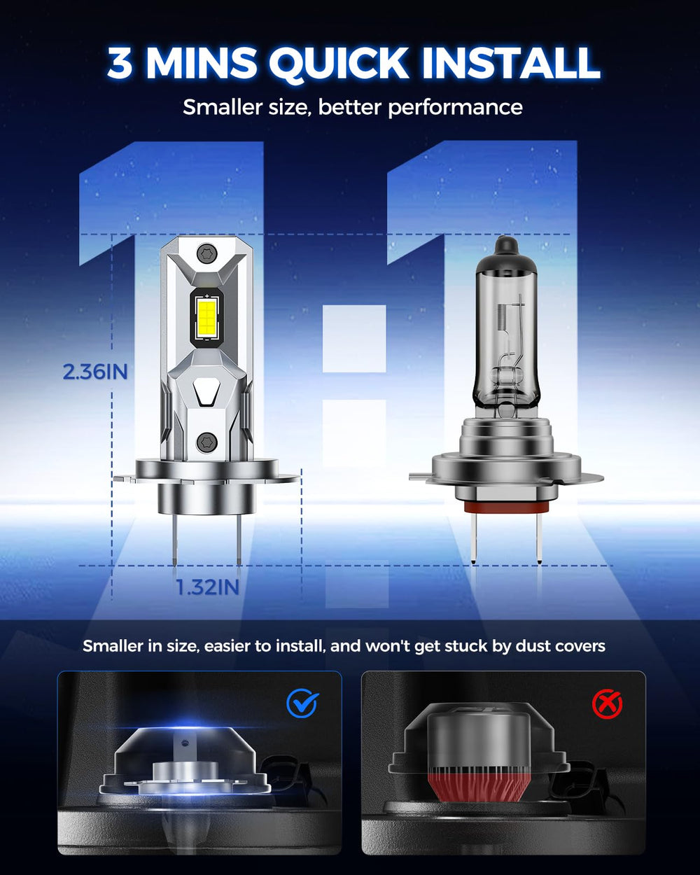Marsauto bulb installed in engine bay for quick plug-and-play benefit