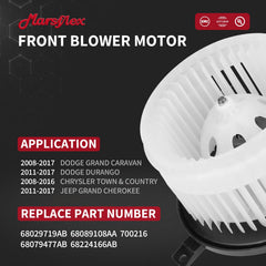 Marsflex profile of fan cage and blades, improves airflow and reduces dust buildup