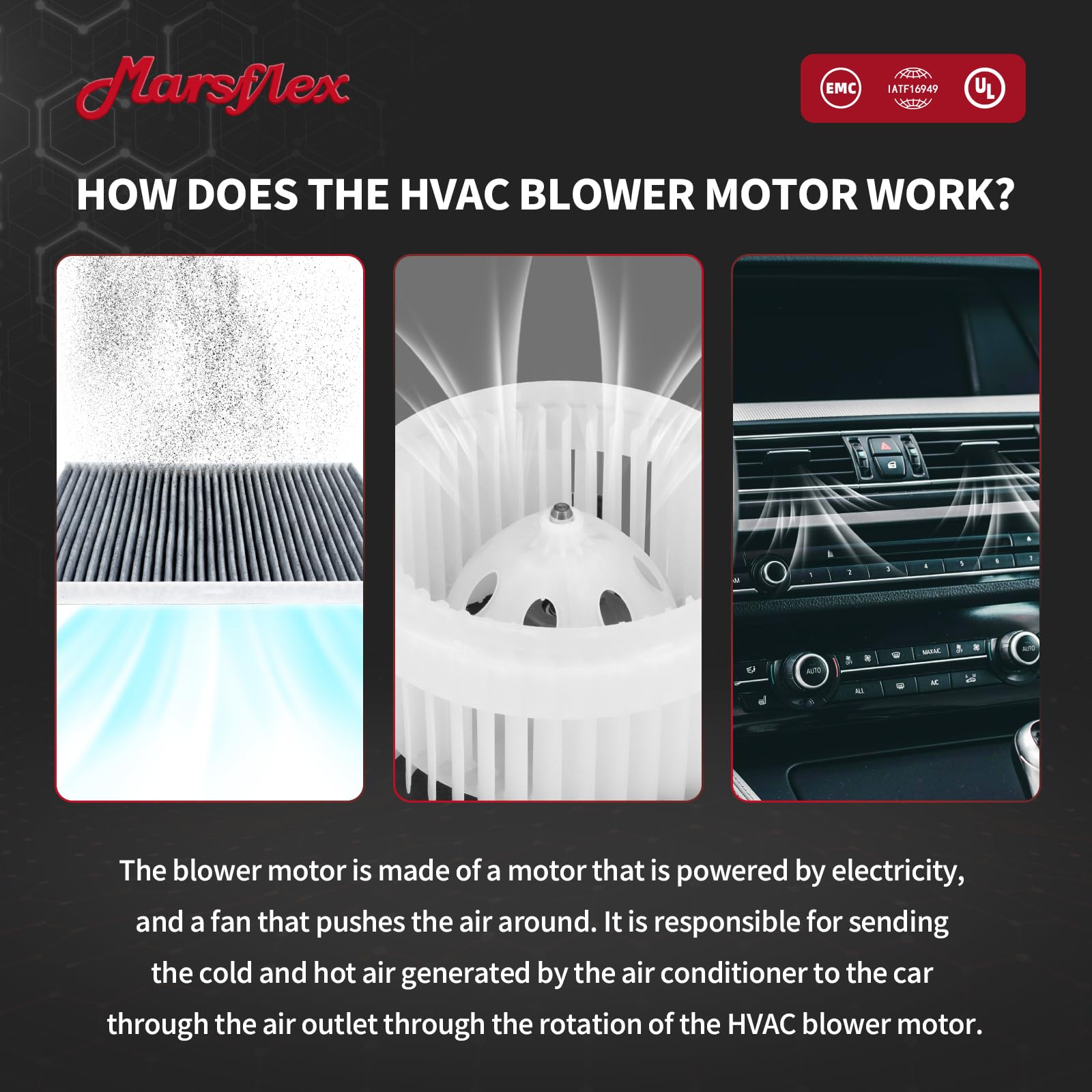 Marsflex blower motor next to ruler for scale, helps verify correct size and fit