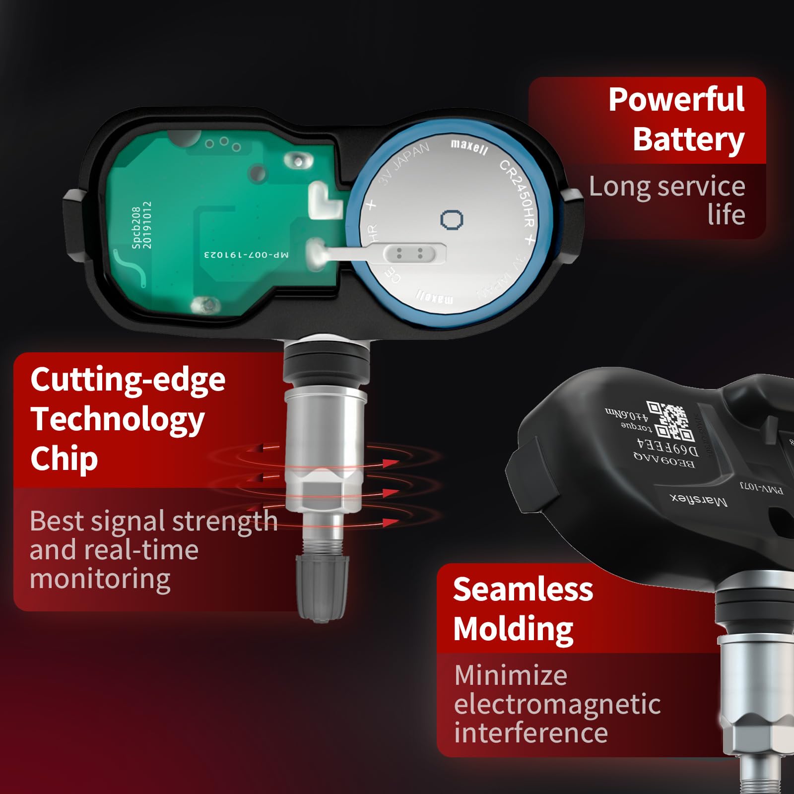 Marsflex sensor installed on wheel valve demonstrating direct-fit replacement