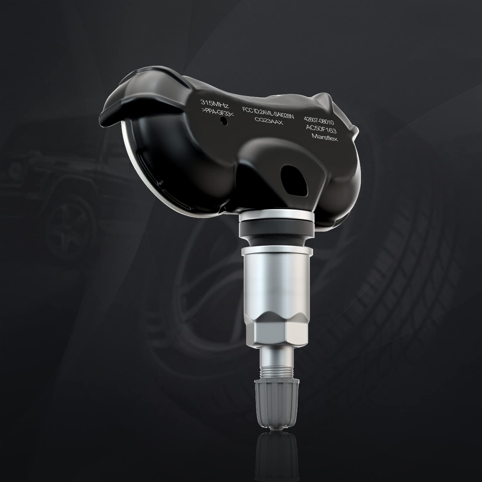 Marsflex sensor installed on Toyota wheel demonstrating restored TPMS function