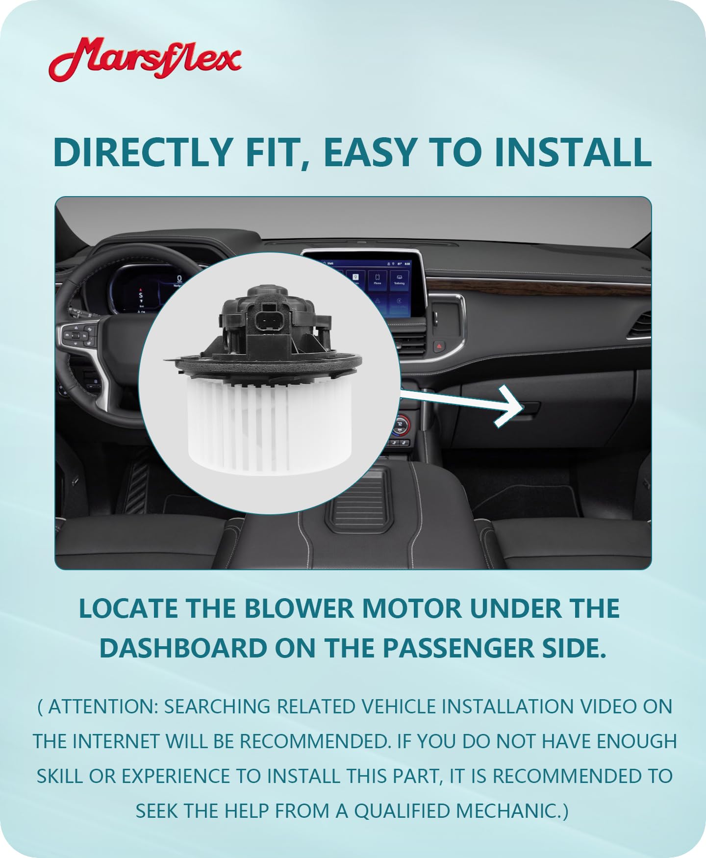 Marsflex motor label showing OE references for accurate vehicle matching