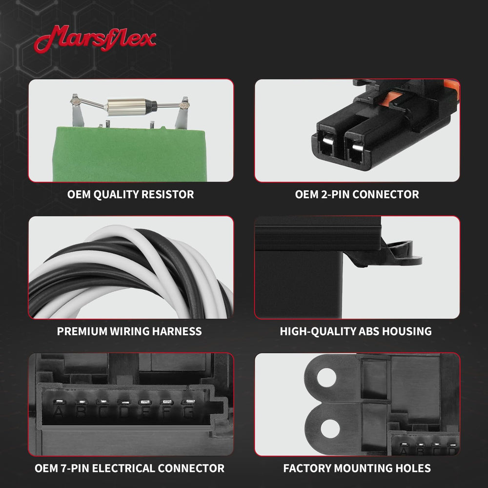 Marsflex packaging and contents with resistor and harness ready for direct installation
