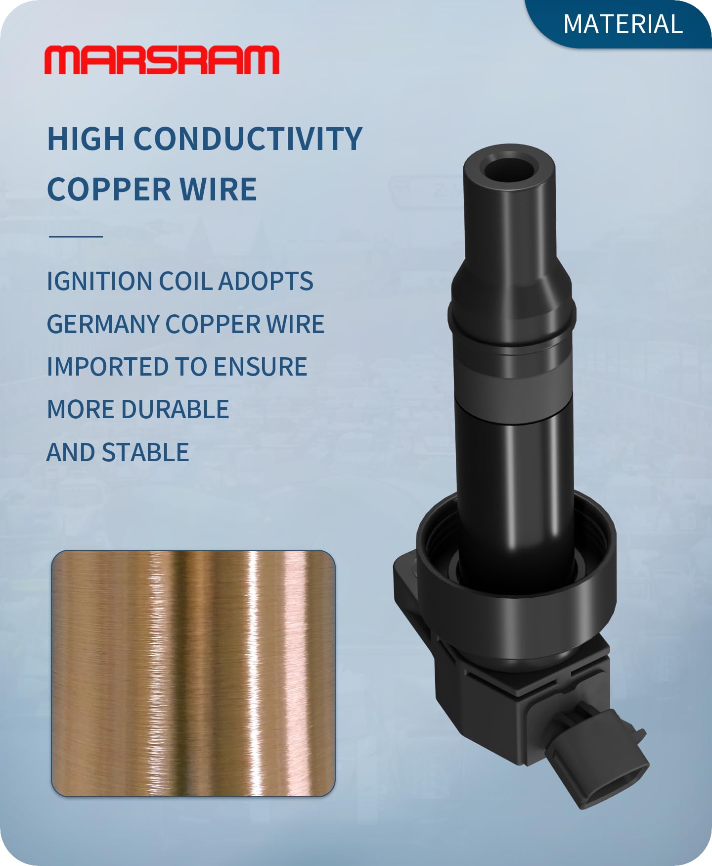 Marsram coil electrical connector detail, highlights OE‑style plug‑and‑play fit
