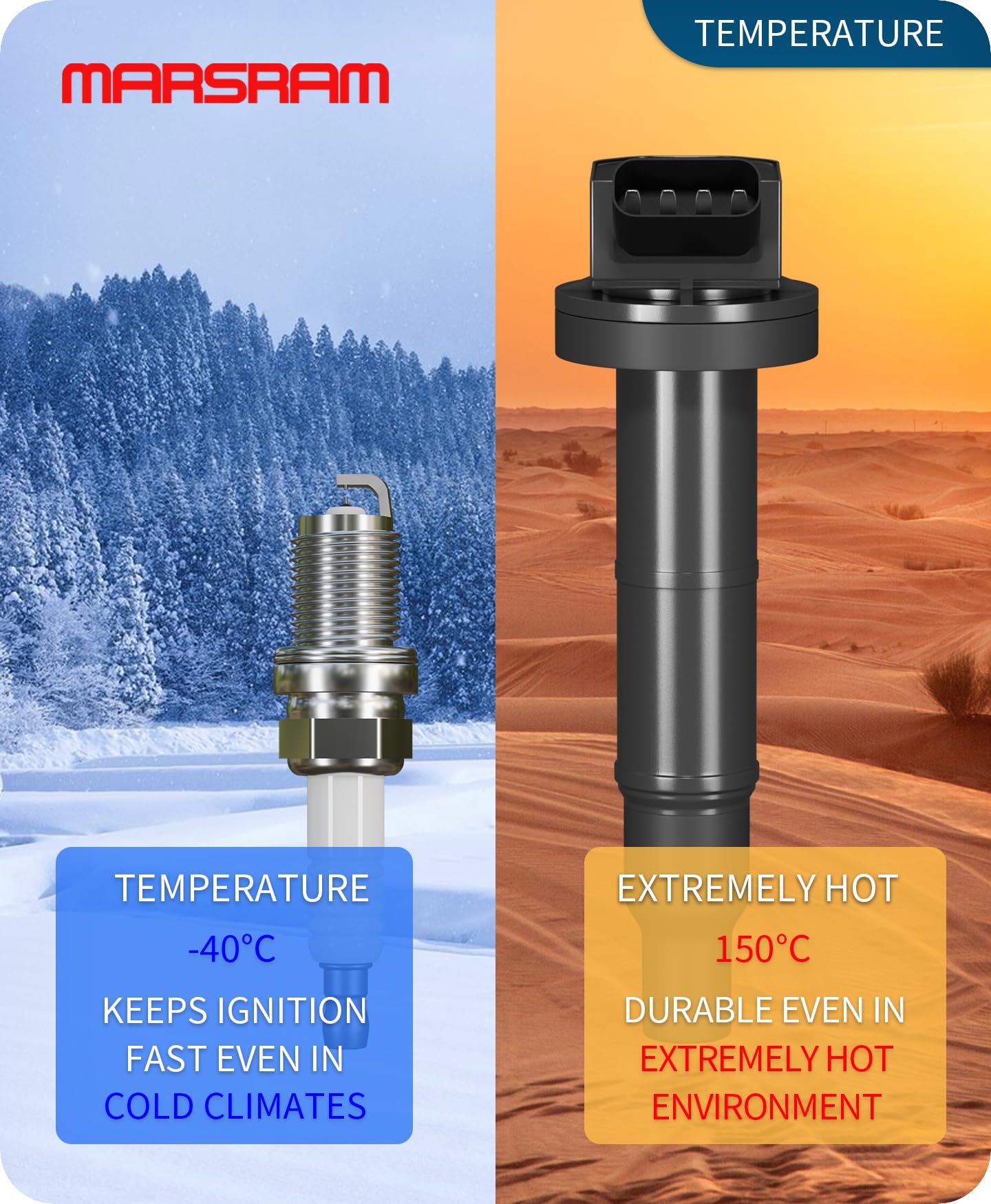 Marsram coil connector profile displaying OE-style plug fit for secure electrical connection