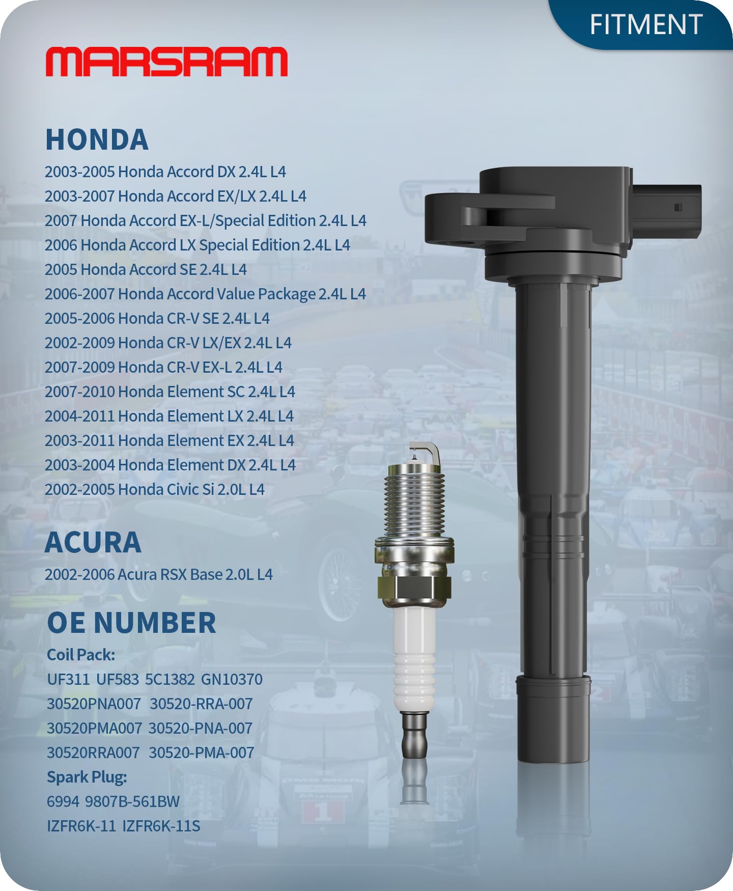Marsram double-iridium spark plug closeup highlighting precision tip